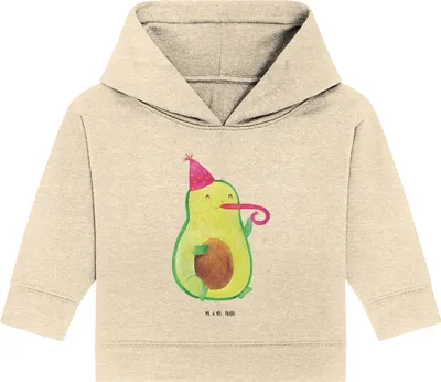 Produktbild von Mr. & Mrs. Panda Organic Baby Hoodie Avocado Geburtstag 12. - 18. Monat - Natural Raw - Geschenk, Frucht, Überraschung, Party, Feier, Kapuzensweatshirt, Kapuzenshirt
