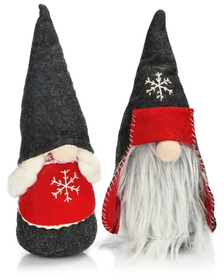 Produktbild von Weihnachtswichtel Weihnachtsdeko Nordpol-Figur - 2 Stück - Dunkelgrau, Rot und Weiß - Größe M