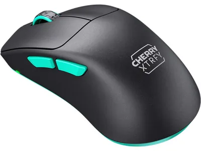 Produktbild von CHERRY XTRFY M64 Wireless, rechts, RF Wireless, 26000 DPI, Schwarz, Türkis