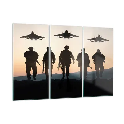 Produktbild von Bilder auf glas - Armee Militaria - 105x70cm - Glasbilder - Wandbilder - Kunstdruck - zum Aufhängen bereit - Wanddekoration aus Glas - Glas Bilder - Wandbild auf Glas - 3 Teile - GCE105x70-3436