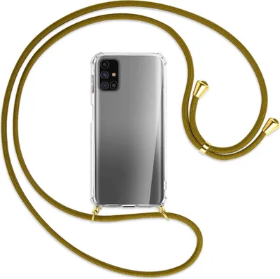 Produktbild von Handykette Backcover-Schutzhülle mit Band (Metall goldfarben) für Samsung Galaxy M31s - khaki