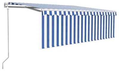 Produktbild von vidaXL Markise Automatisch mit Rollo LED Windsensor 4x3 m Blau & Weiß