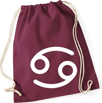 Produktbild von Huuraa Turnbeutel Krebs Sternzeichen Zeichen 12 Liter Burgundy Baumwolle Rucksack Geschenkidee