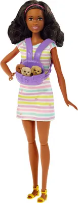 Produktbild von Barbie Puppe (brünett) mit Hund & Welpen, Set inkl. Zubehör