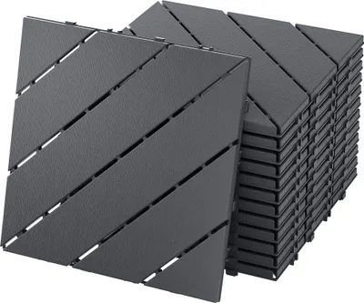 Obrázek produktu pro XINZI WPC terasové dlaždice 30x30 s klikovým spojem, 1 m², podlahová krytina na balkony odolná proti UV záření, terasové dlaždice pro terasy, balkony, zahrady a bazény, antracitová, 11 kusů (typ 3)