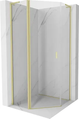 Zdjęcie produktu dla Mexen Mist L kabina prysznicowa pięciokątna uchylna 80 x 80 cm, transparent, złota szczotkowana - 8A8L-080-080-55-00