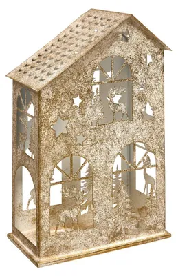 Produktbild von Weihnachtslaterne aus weißem und goldenem metall, 26 x 40 cm - Feeric Lights & Christmas