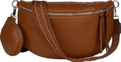Produktbild von Bauchtasche (TTL-329) Umhängetasche Crossbody-Bag Hüfttasche Kunstleder Italy-Design BROWN