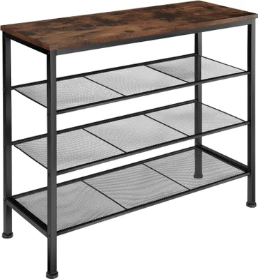 Image de Étagère à chaussures NEWPORT 80,5x30,5x72,5cm - Bois foncé industriel, rustique