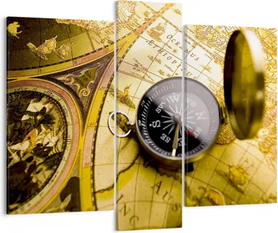 Produktbild von Bild auf Leinwand - Leinwandbild - Abstrakt kommunikation kompass erde - 95x80cm - Wand Bild - Wanddeko - Leinwanddruck - Bilder - Kunstdruck - Leinwand bilder - Wandkunst - CB95x80-2129