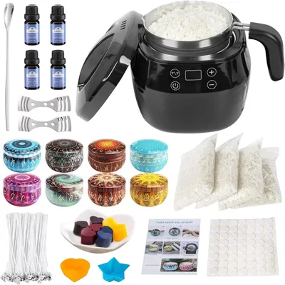 Productafbeelding van Kaarsen Maak Set - Doe-het-zelf Kaarsen - Creatief Hobbyen - Snelle Smelt Smelter - 1 Liter Inhoud - Zwart