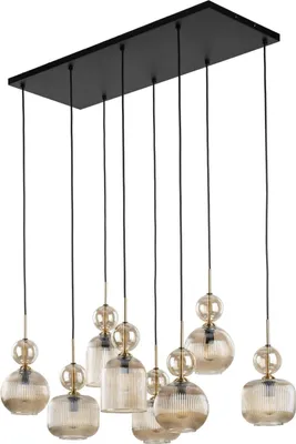 Produktbild von Hängelampe Rauchglas Metall E14 H: max. 170 cm Schwarz Cognac Modern