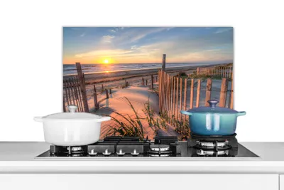 Obrázok produktu pre KitchenYeah® splashback kitchen - kuchynský splashback - ochrana steny sporáka a drezu - pláž - more - duna - západ slnka - krajina 60x40 - hliníkový dibond (alternatíva k sklenenému splashbacku) - Hit