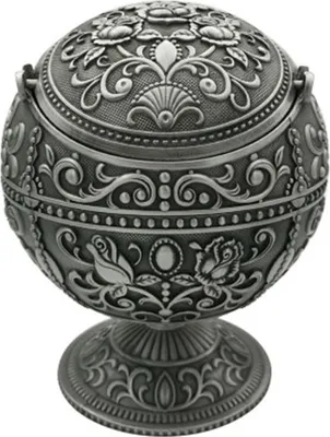 Produktbild von Winddichter Retro-Aschenbecher mit Deckel – klassisches Schloss-Muster Desktop-Aschenbecher für drinnen und draußen, Retro-Heimbüro-Dekoration