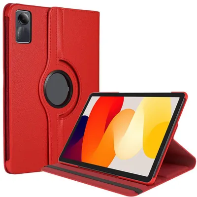 Image de Coque pour Xiaomi Redmi Pad SE 11 Pouces, Etui Rotatif 360° Multi-Angle Veille-Réveil Rouge