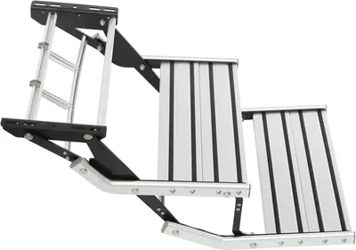 Immagine prodotto di Scala pieghevole a due gradini – Gradino in alluminio manuale – Adatto per camper, caravan e veicoli ricreativi