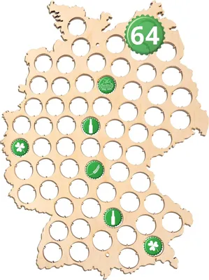 Produktbild von Creative Deco Korunová mapa Nemecka Zberateľská korunková preglejka na pivnú mapu | na 64 uzáverov fliaš | 32,5 x 44 x 0,5 cm | nástenná dekorácia Bar