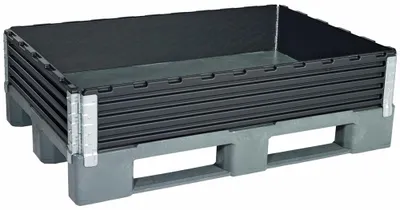 Produktbild von Palettenaufsatzrahmen für Europalette (800 x 1.200 mm) - faltbar - 4 Scharniere - Nutzhöhe 200 mm - schwarz