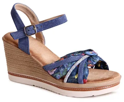 Produktbild von topschuhe24 3040 Damen Keilabsatz Sandaletten Riemchen Plateau Sandalen, Farbe:Blau, Größe:39 EU