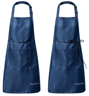 Kochschürze, 2er-Set, wasserdicht, mit 2 Taschen, unisex