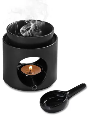 Aromalampe aus Keramik, 100 ml, matt schwarz, für Duftöle