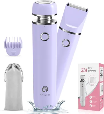 Image de Rasoir électrique pour femmes 2 en 1, rasoir intime, utilisation sur peau sèche ou humide, étanche IPX7, sans fil, indolore, pour le visage et le corps, rechargeable par USB