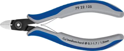 Produktbild von Knipex 79 22 125, Diagonale Zange, Chrom-Vanadium-Stahl, Kunststoff, Blau, Grau, 125 mm, 60 g