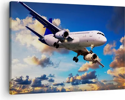 Produktbild von Bild auf Leinwand - Leinwandbild - Flugzeug Flug Reise Fahrzeug - 70x50cm - Wand Bild - Wanddeko - Leinwanddruck - Bilder - Kunstdruck - Wanddekoration - Leinwand bilder - Wandkunst - AA70x50-2445