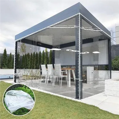 Produktbild von Famanu Transparentes, Wasserfestes Planenmaterial 2,3 x 3,4 m - Für Terrasse oder Veranda