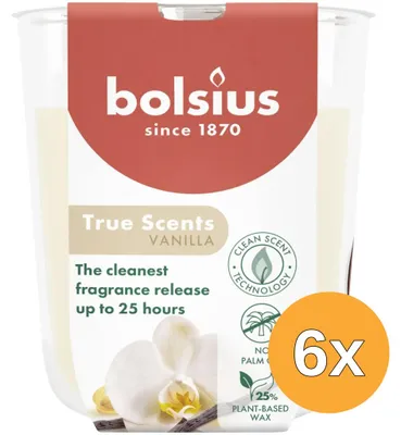 Productafbeelding van 6x Bolsius Geurglas 80/73 True Scents Vanilla (1 stuk)