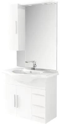 Produktbild von Baden Haus Badmöbel-Set Aida BxHxT 85 x 174,25 x 50 cm Frontfarbe weiß hochglanz mit Waschtisch Keramik weiß und Waschti