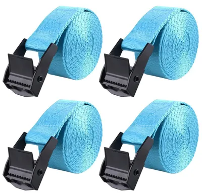 Image de Sangles de tensionnement, largeur 25 mm, capacité de charge 200 kg, lot de 4, longueur 2 mètres, couleur bleu clair
