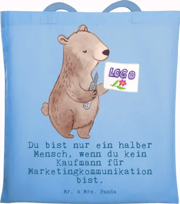 Produktbild von Mr. & Mrs. Panda Schultasche Kaufmann für Marketingkommunikation Herz - Sky Blue - Geschenk, Beutel, Tote Bag, Laptoptasche, Einkaufstasche, Tasche, Shopping