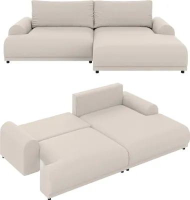 Produktbild von Ecksofa Lounge Schlaffunktion Bettkasten moderne L-Couch Ecke Rechts Beige / 21031