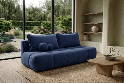 Produktbild von Kaiser Möbel Sofa mit Schlaffunktion und Bettkasten, Veloursstoff Bluvel, Tintenblau, COCO