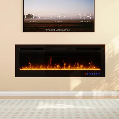 Produktbild von Elektrischer Kamin, wandmontiert/eingelassen, Fernbedienung und Touchscreen-Steuerung,12 LED-Farben für Flammeneffekt,900W und 1800W,Timer,geräuscharm