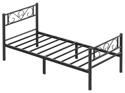 Obrázek produktu pro Rám postele 90 x 200 cm – jednolůžko/postel pro hosty – kov – úložný prostor pod postelí – snadná montáž – klasický styl – černá