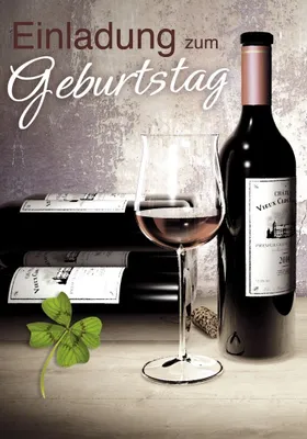 Produktbild von Komma³ 51-003 Einladung Geburtstag "Weinflasche" - 5 Stück