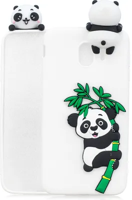 Produktbild von Für Samsung J4 2018/J4 Plus Telefon Fall 3D Cartoon Panda Bambus Handy zurück Shell Shockproof Smartphone Cover weiß