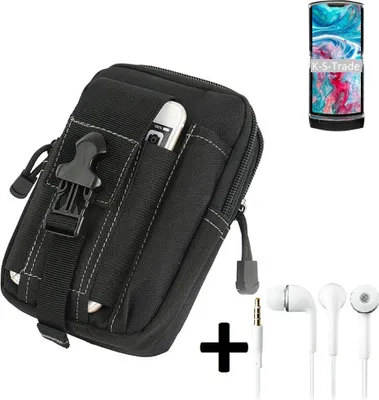 Produktbild von K-S-Trade Gürteltache + Kopfhörer kompatibel mit Motorola Razr 2019 Gürtel Tasche Holster Schutz Hülle Handy Hülle  schwarz inkl. Extrafächer