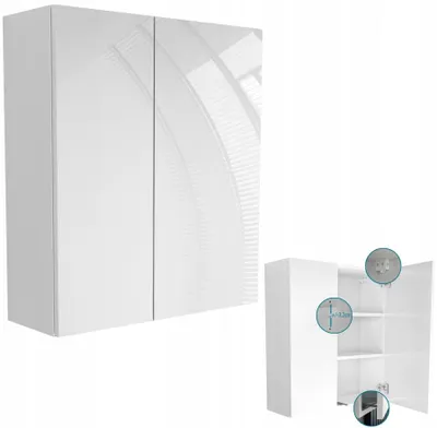 Zdjęcie produktu dla wisząca szafka łazienkowa wys 80 / 40 + 30 = 70 cm biały połysk