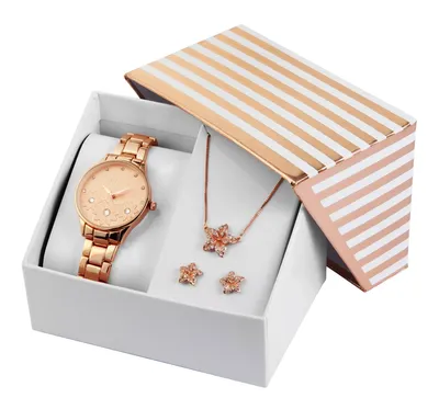 Produktbild von Excellanc Damen Geschenkset mit Damenuhr Kette und Ohrringen 1800185