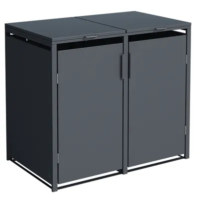 Produktbild von DEGAMO Mülltonnenbox klein 2er MÜNCHEN 115x62x102cm für Tonnen 120 Liter, grau