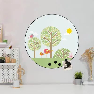 Produktbild von Design Stahlmagnettafel Schwarz Rund 47cm Drei Bäume