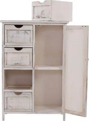 Immagine prodotto di Cassettiera HWC-D12, cassettiera armadio, effetto shabby vintage 82x55x30cm ~ bianco