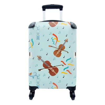 Obrázek produktu pro Kufr Příruční zavazadlo na kolečkách Malý cestovní kufr na 4 kolečkách Hudba - Violoncello - Noty - Velikost kabiny < 55x40x23 cm a 55x40x20 cm -
