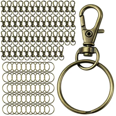 Image de 100 mousquetons pour porte-clés à articulation pivotante (bronze)
