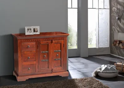 Produktbild von MASSIVMOEBEL24 Kommode Akazie 106x50x85 nougat lackiert OXFORD #408