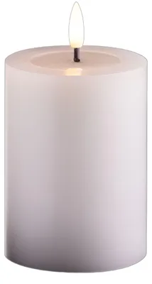 Obrázok produktu pre Malá LED sviečka do svietnika, biela, priemer 7,5 cm, výška 10 cm, s časovačom ON/OFF (6 hodín), vyžaduje 2 batérie AA. LED sviečka s efektom plameňa, bez plameňa, úzka a malá