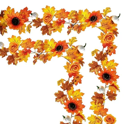 Produktbild von Herbstgirlande 2 Stück mit Kürbis & Sonnenblumen 175 cm zum Aufhängen